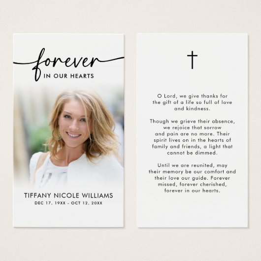 Forever in Our Hearts Memorial Prayer Cards (正面&裏面)