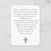 Forever In Our Hearts Modern Photo Prayer Card 名刺 (裏面)