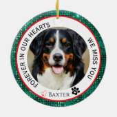 Forever in Our Hearts Pet Memorial Green セラミックオーナメント (裏面)