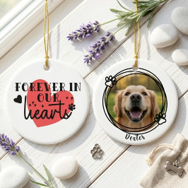 Forever In Our Hearts Pet Memorial Photo セラミックオーナメント