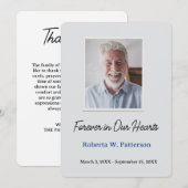 Forever in Our Hearts Photo Funeral Memorial サンキューカード (正面/裏面)