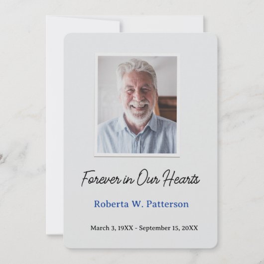 Forever in Our Hearts Photo Funeral Memorial サンキューカード (正面)