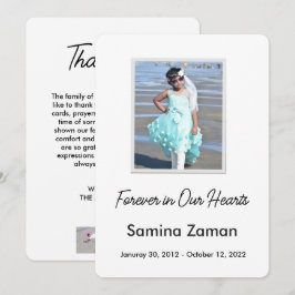 Forever in Our Hearts Photo Funeral Memorial サンキューカード