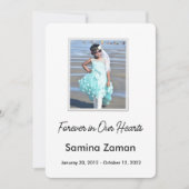 Forever in Our Hearts Photo Funeral Memorial サンキューカード (正面)