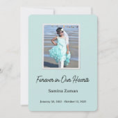 Forever in Our Hearts Photo Funeral Memorial サンキューカード (正面)