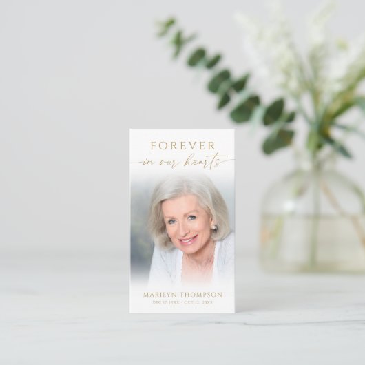 Forever in Our Hearts Photo Funeral Prayer Card 名刺 (スタンド正面)
