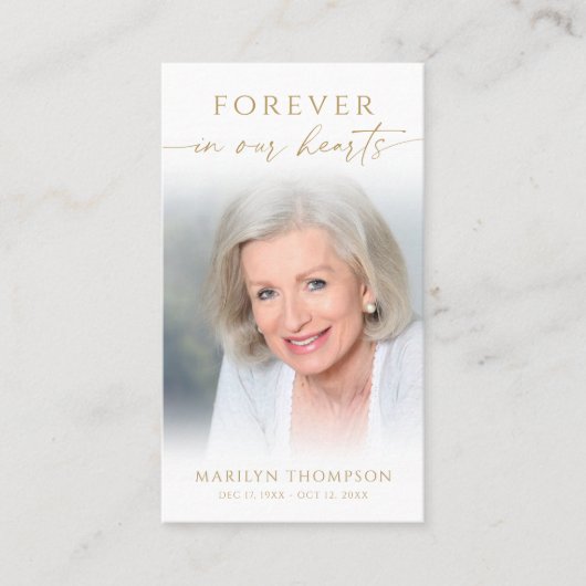 Forever in Our Hearts Photo Funeral Prayer Card 名刺 (正面)