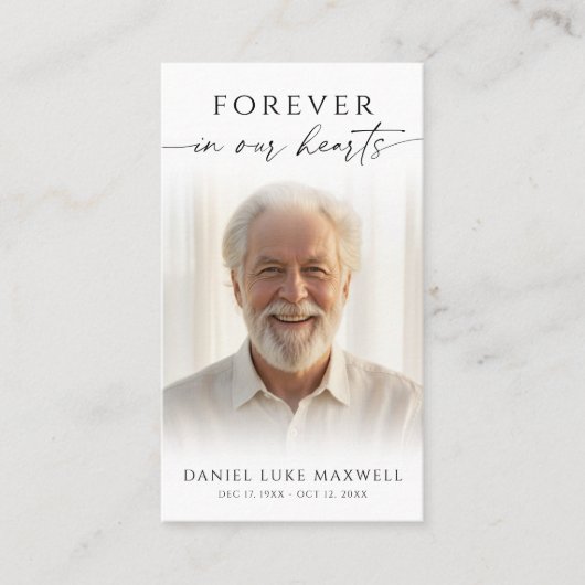 Forever In Our Hearts Photo Funeral Prayer Card 名刺 (正面)