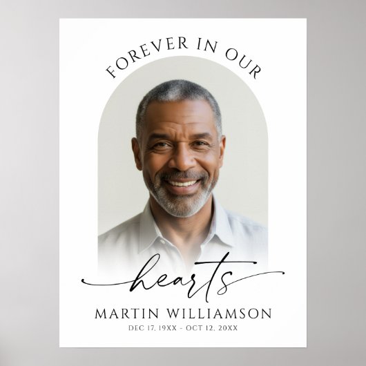 Forever In Our Hearts Photo Modern Script Memorial ポスター (正面)
