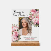 Forever In Our Hearts Photo Pink Roses Memorial  アクリルサイン (正面)