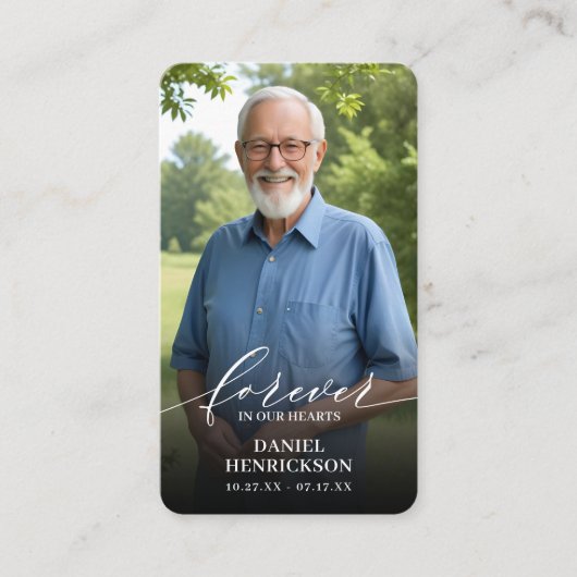 Forever in our Hearts Photo Prayer Card 名刺 (正面)