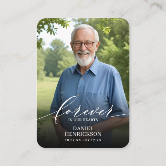 Forever in our Hearts Photo Prayer Card 名刺 (正面)
