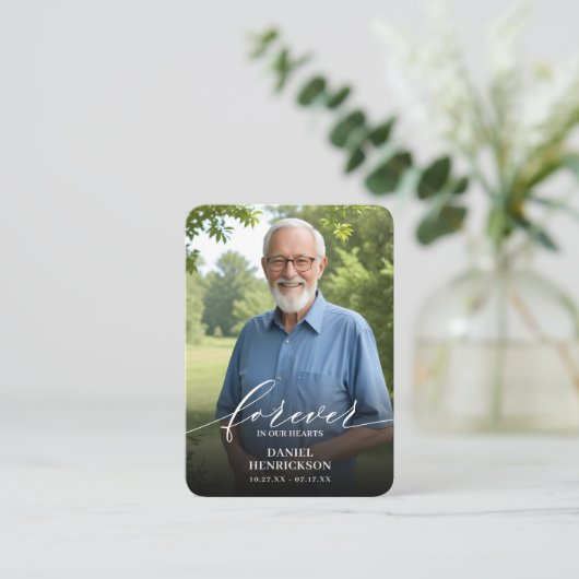 Forever in our Hearts Photo Prayer Card 名刺 (スタンド正面)