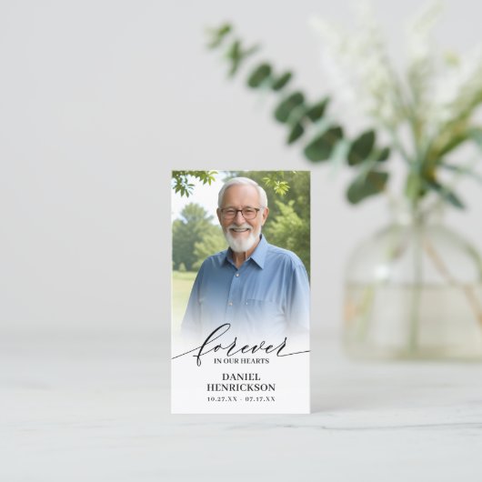 Forever in our Hearts Photo Prayer Card 名刺 (スタンド正面)