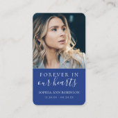 Forever in Our Hearts Photo Royal Blue Prayer Card 名刺 (正面)