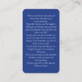 Forever in Our Hearts Photo Royal Blue Prayer Card 名刺 (裏面)