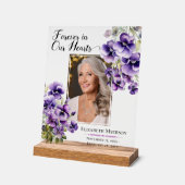 Forever In Our Hearts Photo Violets Memorial アクリルサイン (傾斜)