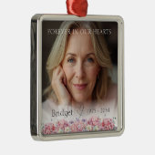 Forever In Our Hearts Pink Hydrangea Remembrance メタルオーナメント (右)