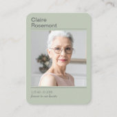 Forever In Our Hearts Sage Green Photo Prayer Card 名刺 (正面)