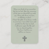 Forever In Our Hearts Sage Green Photo Prayer Card 名刺 (裏面)