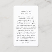 "Forever in our Hearts" Tree of Life Photo Prayer  名刺 (裏面)