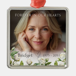 Forever In Our Hearts White Roses Remembrance メタルオーナメント
