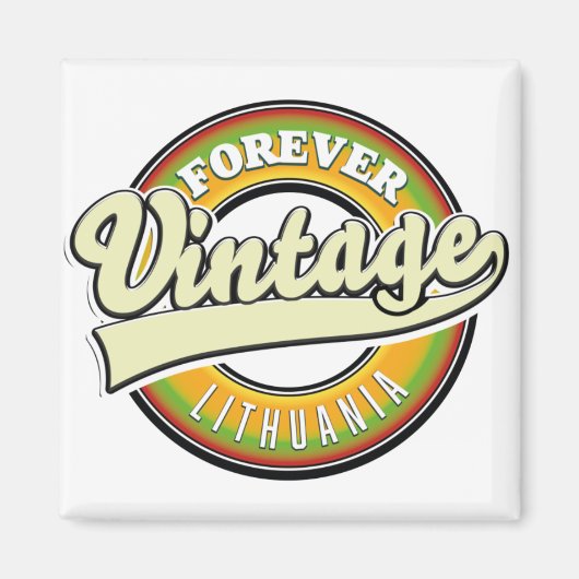 Forever lithuaniaヴィンテージロゴ。 マグネット (正面)