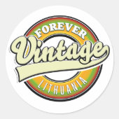 Forever lithuaniaヴィンテージロゴ。 ラウンドシール (正面)