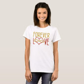 FOREVER LOVEハート – 赤金ゴールド Tシャツ (正面フル)