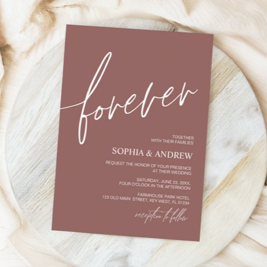 Forever Love Terracotta Minimalist Wedding 招待状
