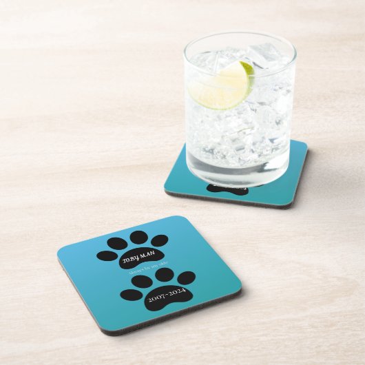 Forever Loved Double Paw Print Design コースター (右側)