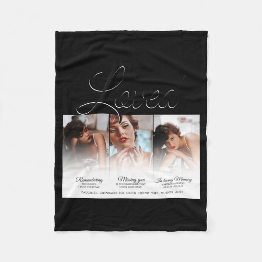 Forever Loved Memorial 3 Photo Memorial フリースブランケット (正面)
