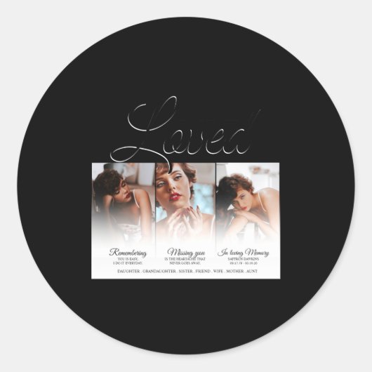 Forever Loved Memorial 3 Photo Memorial  ラウンドシール (正面)