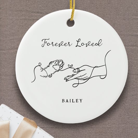 Forever Loved Pet Memorial Dog Cat Paw Print Photo セラミックオーナメント