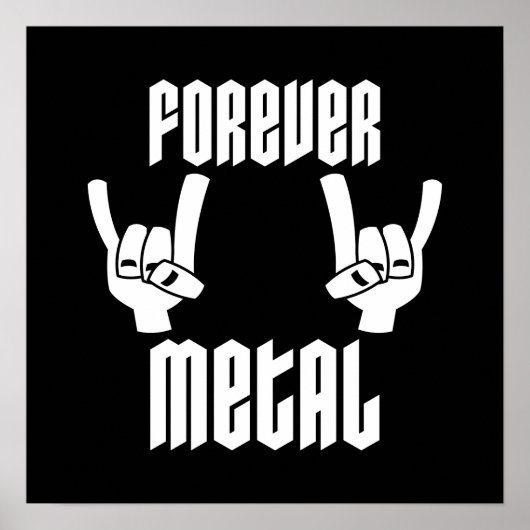 Forever Metal Heavy Metal Devil Hornsハンドジェスチャー ポスター (正面)