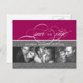 Forever More SAVETHDATEフォトポストカード：raspberry 案内ポストカード (正面/裏面)