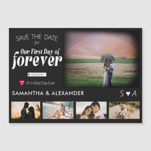 Forever Movie Poster 5写真結婚式Save the Date マグネット招待状 (正面)