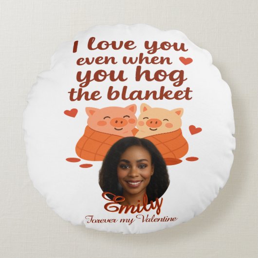 'Forever my Valentine' Personalized Round Pillow ラウンドクッション (正面)