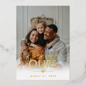 Forever Ourの金ゴールドハート写真の採用 箔招待状 (正面)