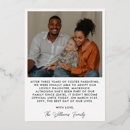 Forever Ourの金ゴールドハート写真の採用 箔招待状 (裏面)