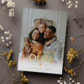 Forever Ourの金ゴールドハート写真の採用 箔招待状