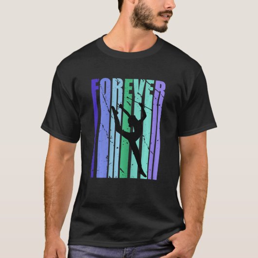 Forever Rhythmic Gymnastics Text Distressed Word Tシャツ (正面)