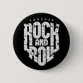 Forever Rock and Roll Logo (White) for Rock Fans 缶バッジ (正面)