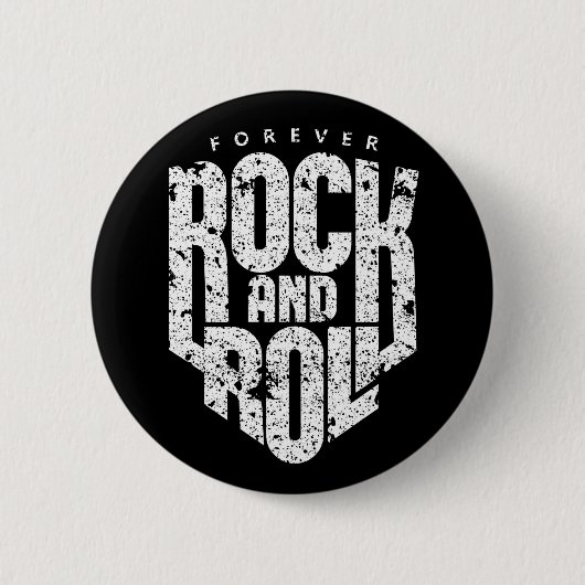 Forever Rock and Roll Logo (White) for Rock Fans 缶バッジ (正面)
