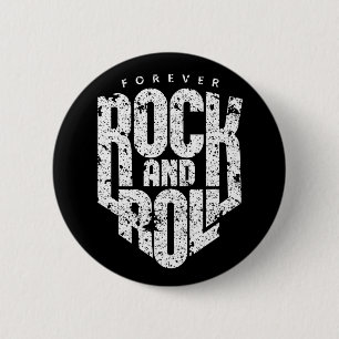 Forever Rock and Roll Logo (White) for Rock Fans 缶バッジ