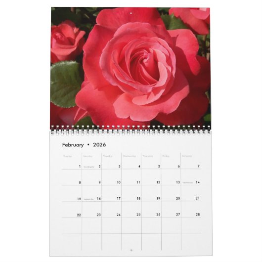 Forever Roses Calendar カレンダー (2月 2026)