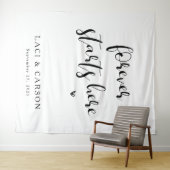 Forever Started Here - パーソナライズされたの結婚バナー タペストリー (インサイチュ(横))