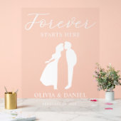 Forever Starts Here エレガントな筆記体 結婚式 ウェルカム アクリルサイン (ウェディング)