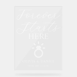 Forever Starts Here Custom Wedding Welcome アクリルサイン