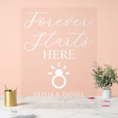 Forever Starts Here Custom Wedding Welcome アクリルサイン (ウェディング)